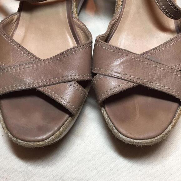 🍁Calzature shoes sz 7 tan leather with multi color wedge heel - Picture 7 of 7